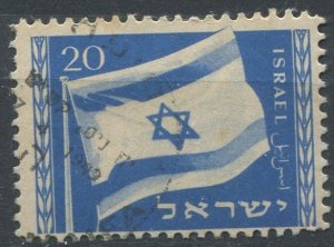 Israel Sc#15 Used, 20p brt bl,  (1949)