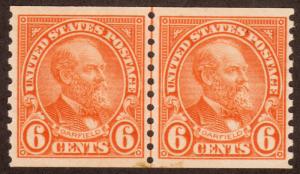 US Postage Stamp Coil Pair Joint line SC 723 6c Garfield 1932 MNH