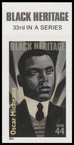 US 4464 Black Heritage Oscar Micheaux 44c header single MNH 2010