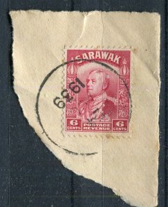SARAWAK; 1939 fine used Brooke Postmark Piece