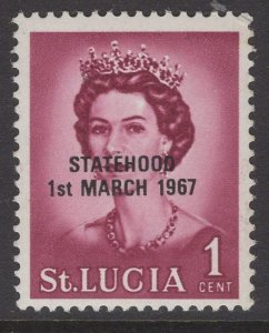 ST.LUCIA 1967 UNISSUED 1c DEFINITIVE OVERPRINTED STATEHOOD IN BLACK MNH