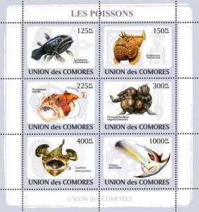 COMORES 2009 SHEET FISHES LES POISSONS PEIXES PECES MARINE LIFE cm9110a