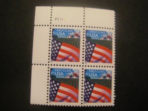 Scott 3448, 34c nondenominated Flag over Field, PB4 #P1111 UL, MNH Beauty