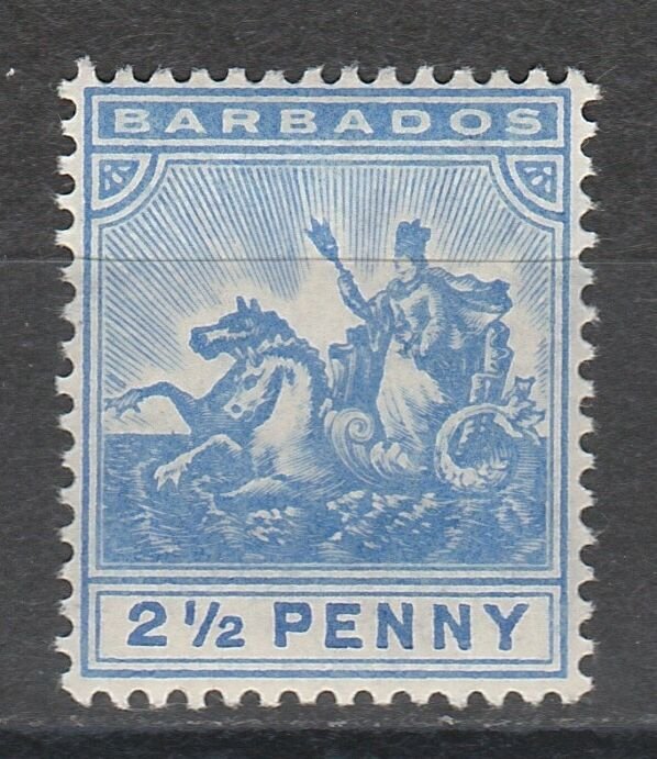 BARBADOS 1905 QV SEAHORSES 21/2D WMK MULTI CROWN CA