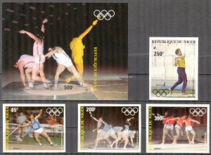 Niger 1983 Olympics Los Angeles 1984 Imperf. Mi.846/9B Bl.40B MNH