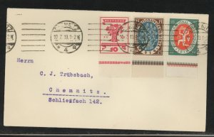 Older Germany Cover, 3 stamps with plate margins  