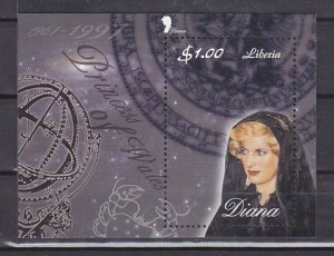 Liberia, 1998 issue. Princess of Wales, Diana s/sheet. ^