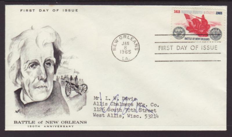 US 1261 Battle of New Orleans Marg Typed FDC