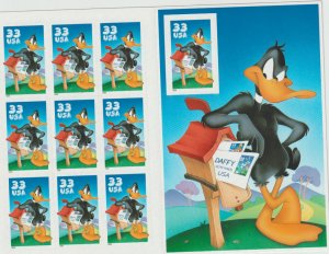 US Scott #3306 Daffy Duck Looney Tunes Sheet of 10 Stamps 33c MH 1 hinge mark