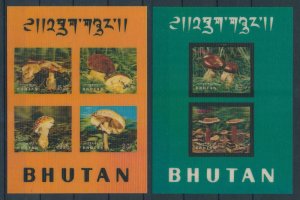[104125] Bhutan 1973 Mushrooms pilze 2 Souvenir sheets 3D effect MNH
