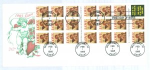 US 2949a 1995 Love (32ct) rate change complete pane of 20+ label on an oversize unaddressed first day cover with an artmaster