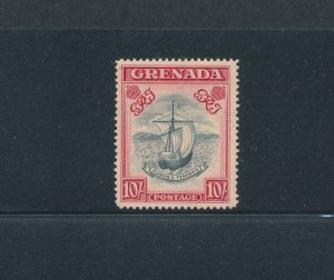 1938-50 Grenada, Stanley Gibbons n. 163b, 10 slate shillings blue and bright car