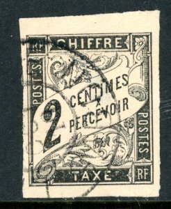 France 1884 Colony General Issues Postage Due 2¢ Black Imperf Sc #J2 VFU L33