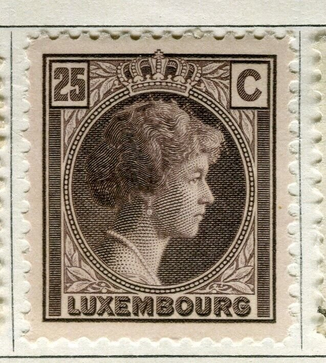 LUXEMBOURG; 1926-27 early Charlotte issue Mint hinged 25c. value