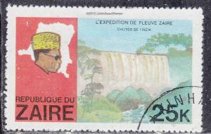 Zaire 908 USED 1979 President Mobotu Map of Zaire Waterfall