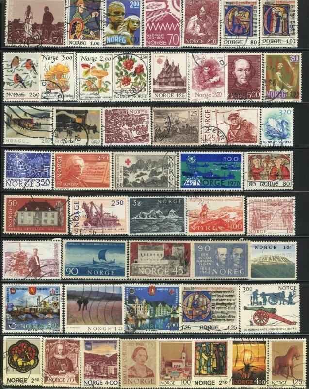 500+ Norway Postage Used Stamp Collection 1883-1982 Europe NORGE