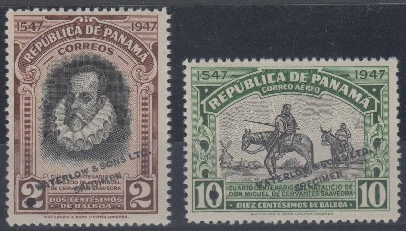 PANAMA 1948 CERVANTES Sc 364 & C106 TOP VALUE FULL SET PERF PROOFS + SPECIMEN