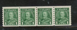 Canada #228ii Mint Fine Narrow 1 Variety In Strip Of Four