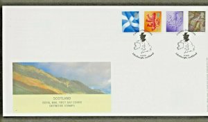 14/10/03 NEW WHITE BORDER DE LA RUE BYFLEET 2nd,1st,E,68p SCOTLAND EMBLEM FDC 