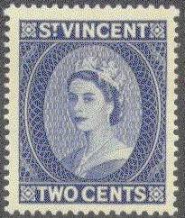 ST.VINCENT  187 MINT OG 1955 2c QEII DEFINITIVE