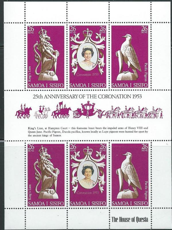 Samoa #472 25th Coronation Anniv Sheet of 6 (MNH) CV $3.00