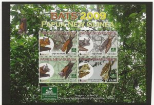 Papua New Guinea 2009 Bats sheet of 4 values sg.1331-4  MNH