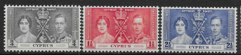 CYPRUS SG148/50 1937 CORONATION SET MTD MINT