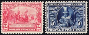 329-30, Unused (No gum) 2¢ & 5¢ Pilgrim Issue CV $182 - Stuart Katz