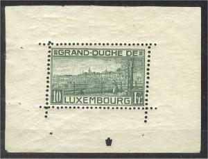 LUXEMBOURG, FIRST SHEETLET 1923, UNUSED HINGED