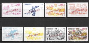 Liberia 312 5c Jehudi Ashmun Color Proofs set of 8 Unused LH