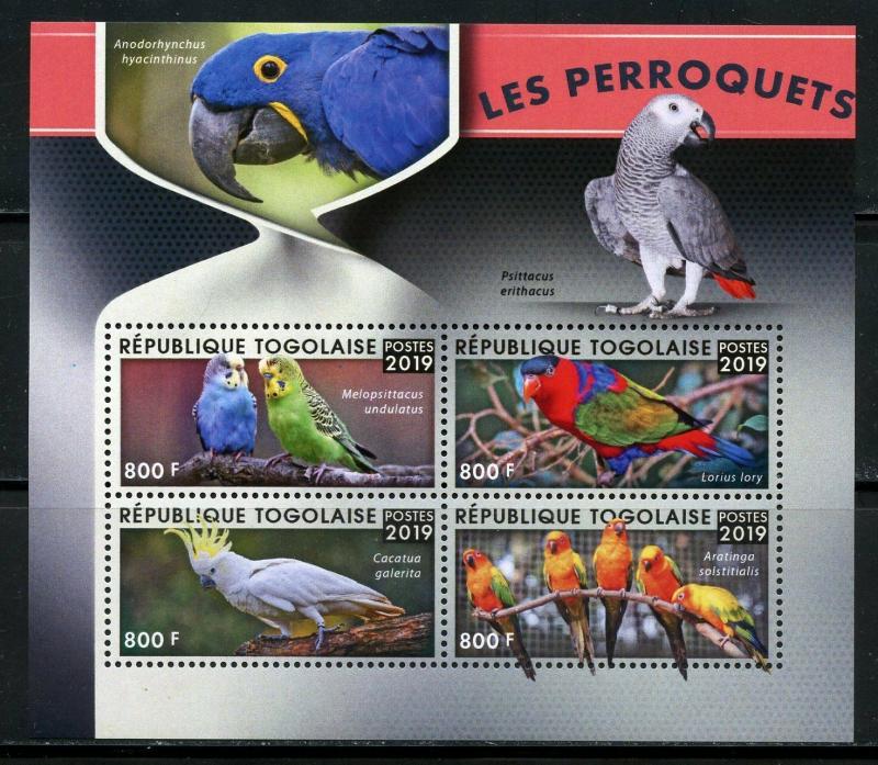 TOGO 2019 PARAKEETS SHEET MINT NEVER HINGED