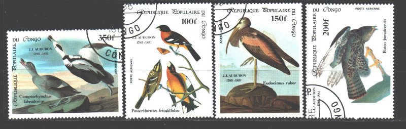 Brazzaville. 1985. 994-97. Odabon, drawings, birds. USED.