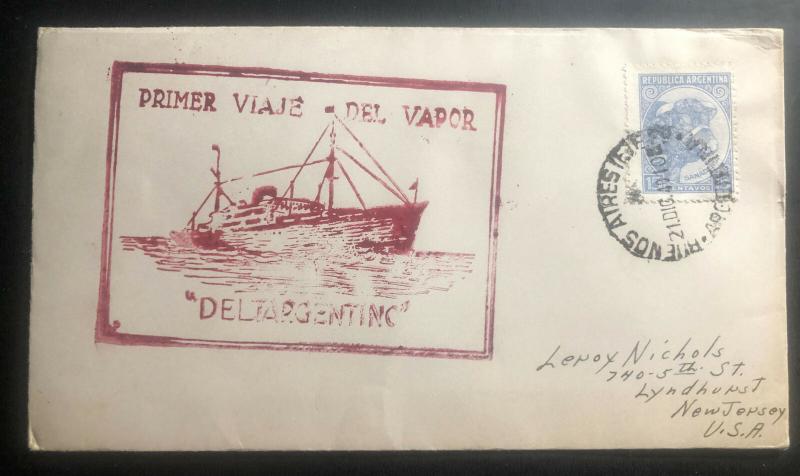 1940 Buenos Aires Argentina Deltargentic first travel Cover To Lyndhurst NJ USA