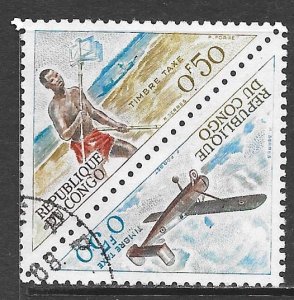 Congo J34a: 50c Messenger, Broussard Plane, CTO, F-VF