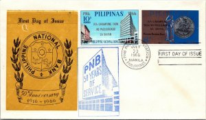 1966 Philippines FDC - 50th Anniv Philippine Nat'l Bank - Manila - F14802