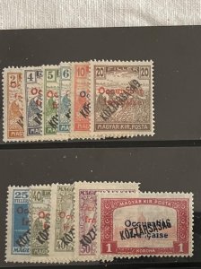 Hungary, 1919, SC 1N26-1N36, Short 1N37, LH