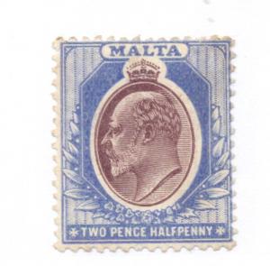 Malta Sc 35 1904 2 1/2d ultra & Vio Edward VII stamp mint