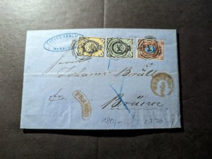 1870 Russia Poland Folded Letter Cover Warsaw to Brunn Brno Czechoslovakia