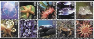 Great Britain 2007 - Marine Life Sealife -  MNH Block of 10 # 2437a