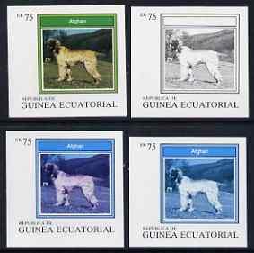 Equatorial Guinea 1977 Dogs EK75 (Afghan) set of 4 imperf...