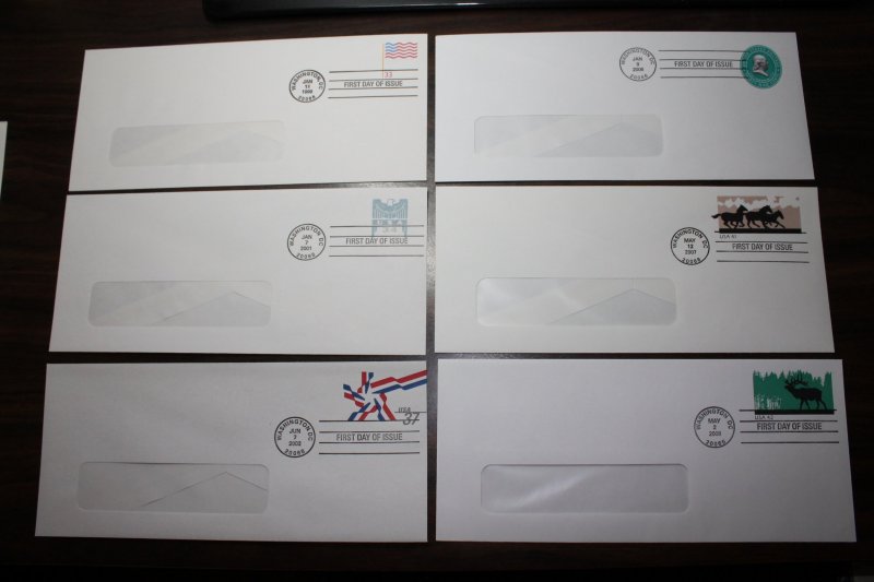 Scott U643/U663 33c-42c First Day Covers on #10 Window Envelopes Cat $9.20