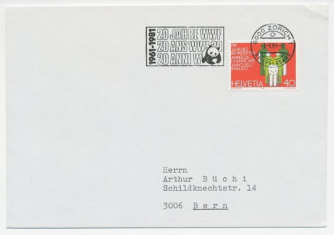 Cover / Postmark Switzerland 1981 20 Years WWF - Panda bear