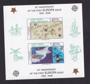 Cyprus  Turkish  #606-607a  MNH 2006 sheet Europa stamps anniversary  Imperf.