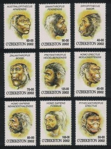 Uzbekistan Mammoth Cave Drawings Pre-Human Ancestors 9v 2002 MNH SG#410