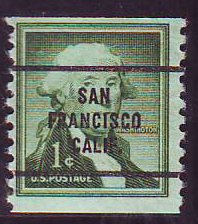 San Francisco CA, 1054-63 Bureau Precancel, 1¢ coil Washington