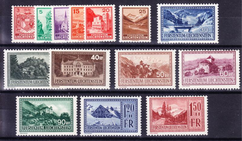 Liechtenstein 1936-38 Buildings & Landscapes new design (14) F/VF Mint