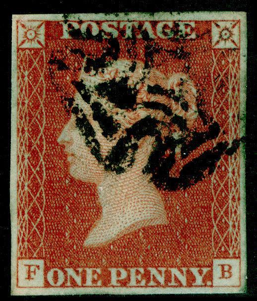 SG10, 1d deep red-brown PLATE 35, FINE USED. BLACK MX. Cat £80. 4 MARGINS. FB