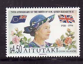 Aitutaki-Sc#517- id7-unusd NH set -Flags-QEII-70th birthday-1996-