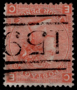 GB QV SG94, 4d vermilion plate 8, FINE USED. Cat £90. WMK INV EC