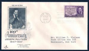 UNITED STATES FDC 3¢ Joseph Pulitzer 1947 ArtCraft